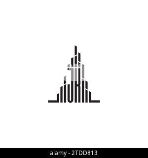 JK skyscraper initial logo concept in high quality professional design that will print well across any print media Stock Vector