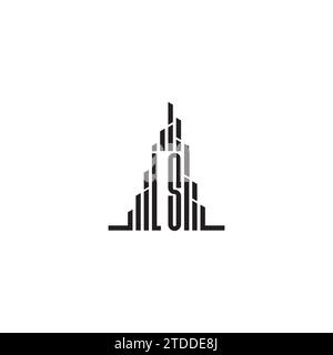 LS skyscraper initial logo concept in high quality professional design that will print well across any print media Stock Vector