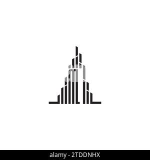 ML skyscraper initial logo concept in high quality professional design that will print well across any print media Stock Vector