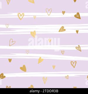 Background with golden hearts, decorative template Stock Vector