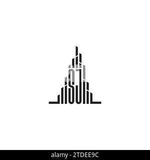 SJ skyscraper initial logo concept in high quality professional design that will print well across any print media Stock Vector