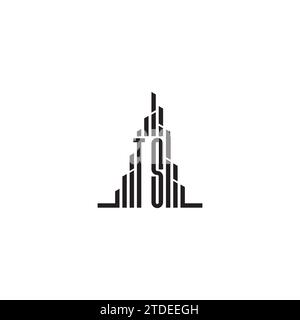 TS skyscraper initial logo concept in high quality professional design that will print well across any print media Stock Vector
