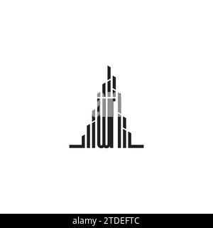 WT skyscraper initial logo concept in high quality professional design that will print well across any print media Stock Vector
