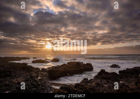 Sunset at Yachats on the central Oregon coast. Stock Photo