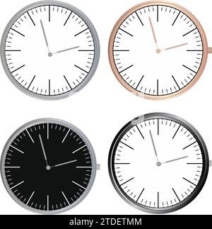 Clock face icon. Symbol watch isolated on white Design template closeup. Vector illustration white design. Stock Vector