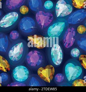 Seamless sparkling gems Stock Vector