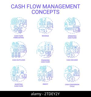 Line icon set representing cash flow management Stock Vector