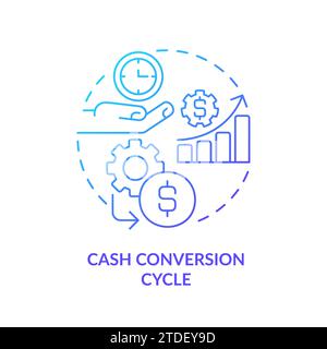 Thin line simple gradient cash conversion cycle icon concept Stock Vector