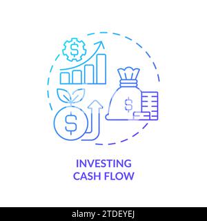 Thin line simple gradient investing cash flow icon concept Stock Vector