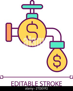 2D simple editable thin line cash flow icon Stock Vector