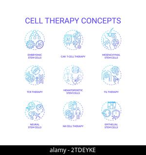 Creative thin line gradient icon set representing cell therapy Stock Vector