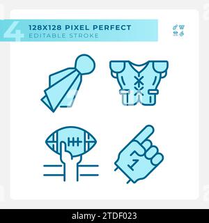 Football game elements light blue icons Stock Vector