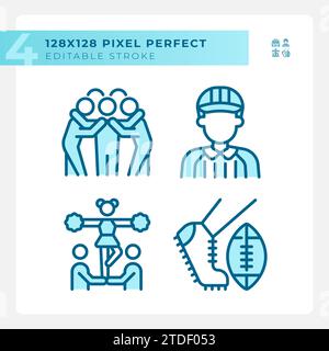 American football team light blue icons Stock Vector