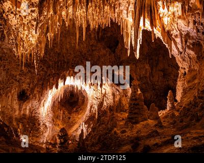 Inside the Big Room at Carlsbad Caverns National Park, UNESCO World Heritage Site, located in the Guadalupe Mountains, New Mexico Stock Photo