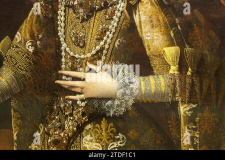 Detail of the portrait of infanta Isabel by Jauan Pantoja de la Cruz Stock Photo