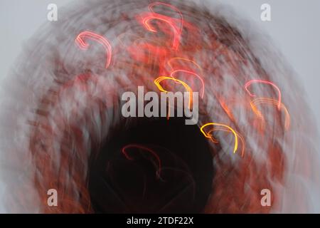 Intentional camera movement christmas lights creating a blurry pattern Stock Photo