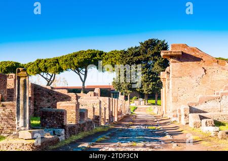 Cardus, Ostia Antica archaeological site, Ostia, Rome province, Latium (Lazio), Italy, Europe Stock Photo