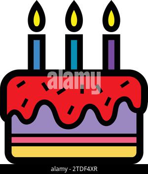 Birthday cake with candles Cake icon. Symbol of the holiday, birthday. Festive cake with a candle. Isolated vector illustration. graphic, tasty. Stock Vector