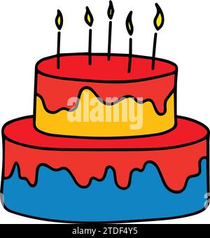Birthday cake with candles Cake icon. Symbol of the holiday, birthday. Festive cake with a candle. Isolated vector illustration. graphic, tasty. Stock Vector