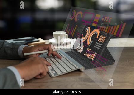 work hard Data Analytics Statistics Information Business Technology Stock Photo