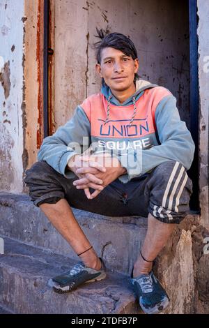 Portrait of an India migrant worker, Ladakh, India Stock Photo