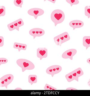 Seamless pattern of heart buttons, hearts in speech bubbles. Vector illustration Stock Vector
