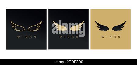 Wings logo set in different colors. Vector illustration Stock Vector