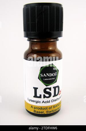 SANDOZ LSD 25 [BOTTLE] - Lysergic Acid Diethylamide Stock Photo