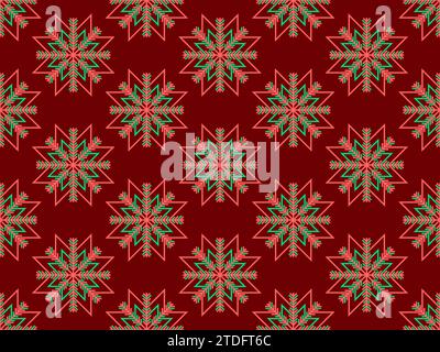 Snowflakes seamless pattern. Winter background with geometric snowflakes of different shapes. Christmas and New Year design for wrapper, banner and po Stock Vector