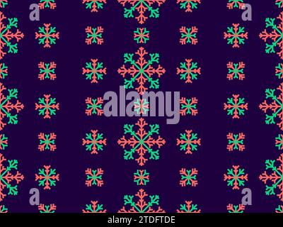 Snowflakes seamless pattern. Winter background with geometric snowflakes of different shapes. Christmas and New Year design for wrapper, banner and po Stock Vector
