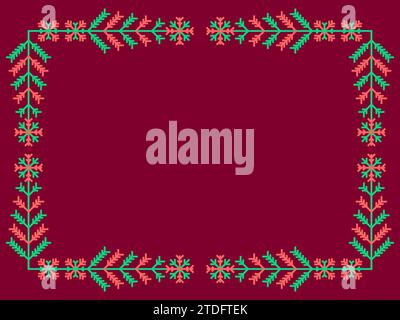 Winter frame with snowflakes with place for text. Winter vintage linear border with snowflake in line art style. Xmas frame template for invitations, Stock Vector