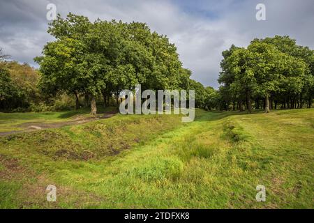 Along the Roman Antonine Wall and Defensive Ditch at Rough Castle, Falkirk, Stirling, Scotland Stock Photo