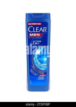 ROME, ITALY - DECEMBER 19, 2023. Clear men maxi formato 360ml shampoo isolated on white background. Stock Photo