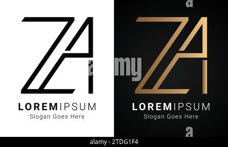 Luxury Initial ZA or AZ Monogram Text Letter Logo Design Stock Vector