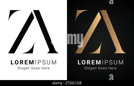 Luxury Initial ZA or AZ Monogram Text Letter Logo Design Stock Vector