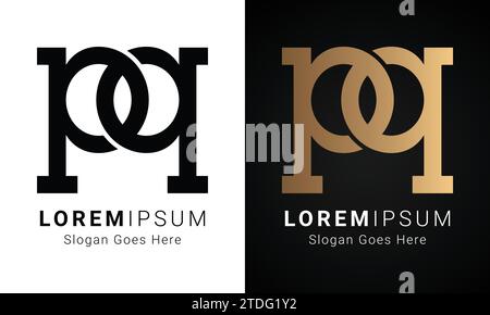 Luxury Initial PP Monogram Text Letter Logo Design Stock Vector