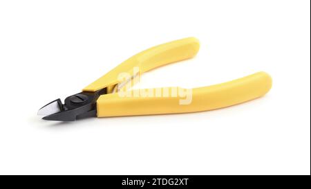 New technical side cutters isolated on white. Stock Photo