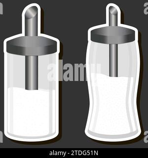 Illustration on theme tasty sweet sugar for restaurant menu, white food product consisting of small grains sand sugar for adding to different dishes Stock Vector