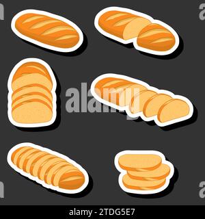 Illustration on theme beautiful tasty edible homemade set baked bread consisting of various ingredients, bakery fresh cereal bread with various sorts Stock Vector