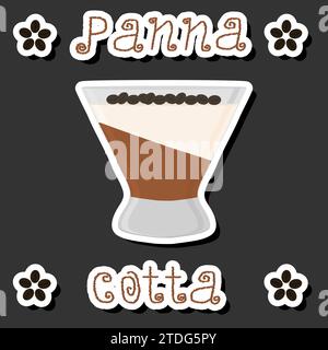 Illustration on theme jelly panna cotta of various ingredients, jelly consisting of design sweet food pudding pannacotta, fresh fruit jellies Panna Co Stock Vector