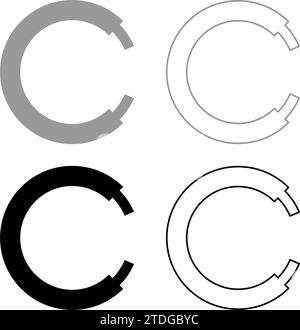 Rope line hawser cable electric circle shape for car set icon grey black color vector illustration image simple solid fill outline contour line thin Stock Vector