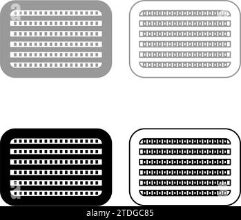 Car radiator vehicle service car parts detail concept set icon grey black color vector illustration image simple solid fill outline contour line thin Stock Vector