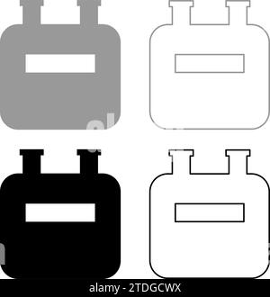 Gas meter account set icon grey black color vector illustration image simple solid fill outline contour line thin flat style Stock Vector