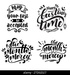 Set of Ramadan lettering, Ramadan Calligraphy concept Stock Vector
