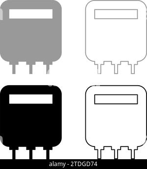 Electric meter home electricity power counts energy measuring consumption equipment set icon grey black color vector illustration image simple solid Stock Vector
