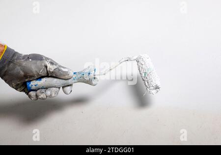 House painter in front of white background Stock Photo