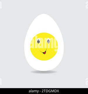 Funny boiled egg with eyes, nose and mouth Stock Vector