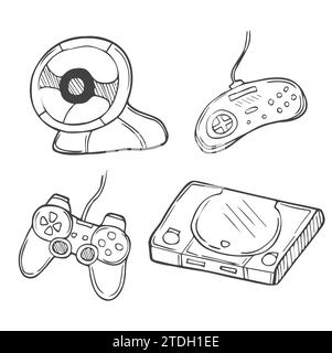 set of video games doodle Stock Vector