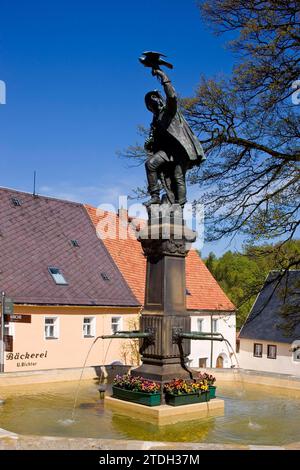 Lauenstein is a district of the town of Geising in the upper Mueglitz valley. It is one of the oldest settlements in the Eastern Ore Stock Photo