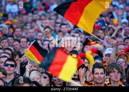 Public viewing on the banks of the Elbe in Dresden on the grounds of the Filmnaechte am Elbufer, where thousands of fans cheer for their team as the Stock Photo